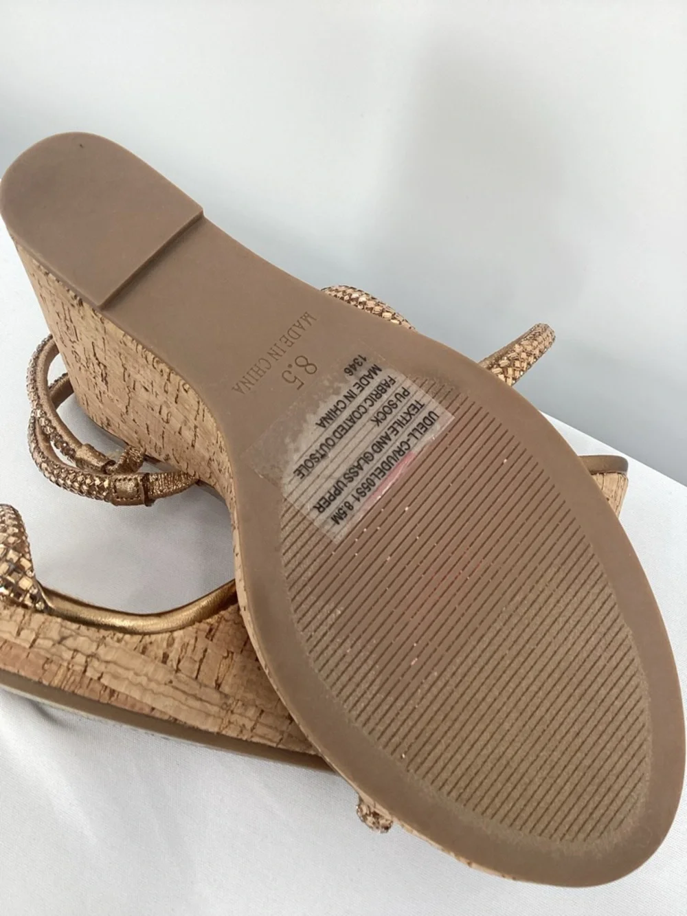 Steve Madden Udell Bronze Rhinestone Cork Wedge Sandals